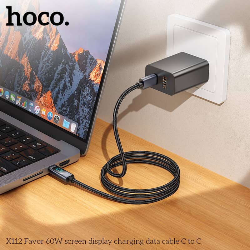  Hoco X112 Favor 60W Screen Display Charging Data Cable (Type-C to Type-C)