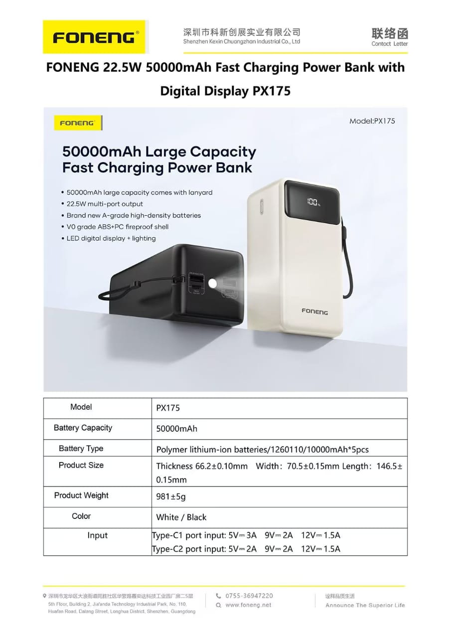 ⚡ FONENG 50,000mAh Power Bank