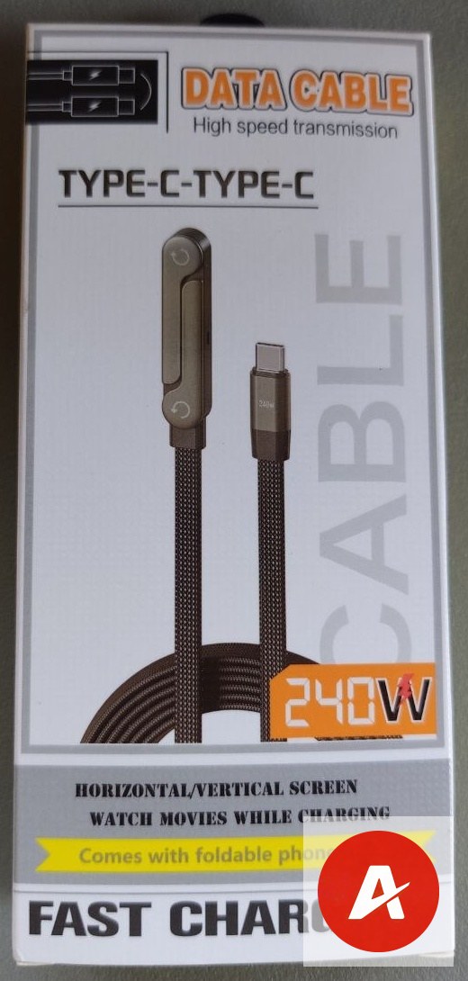 Avazonia 240W Type-C to Type-C Fast Charging Cable with Foldable Phone Stand