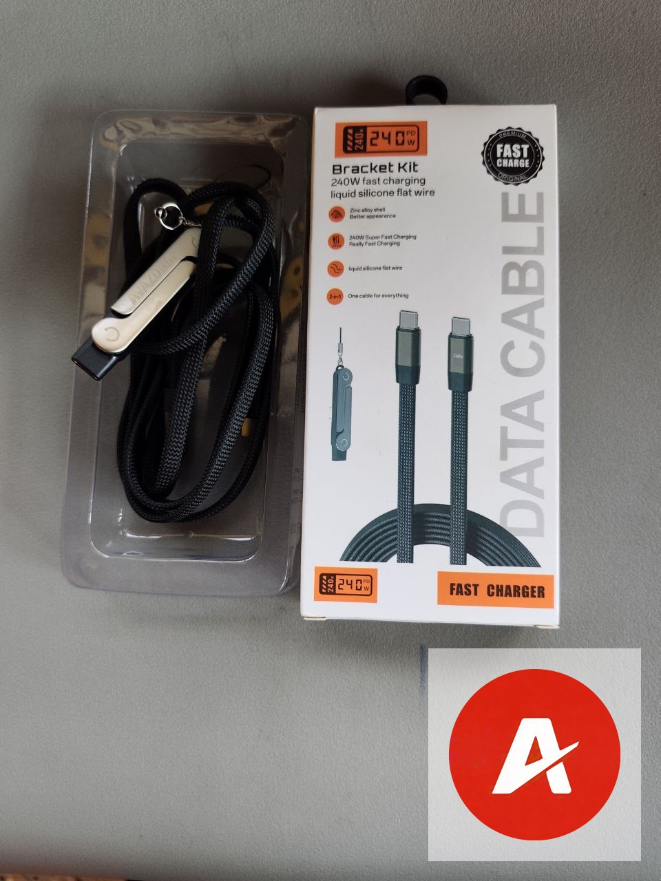 Avazonia 240W Fast Charging Cable with Detachable Folding Stand