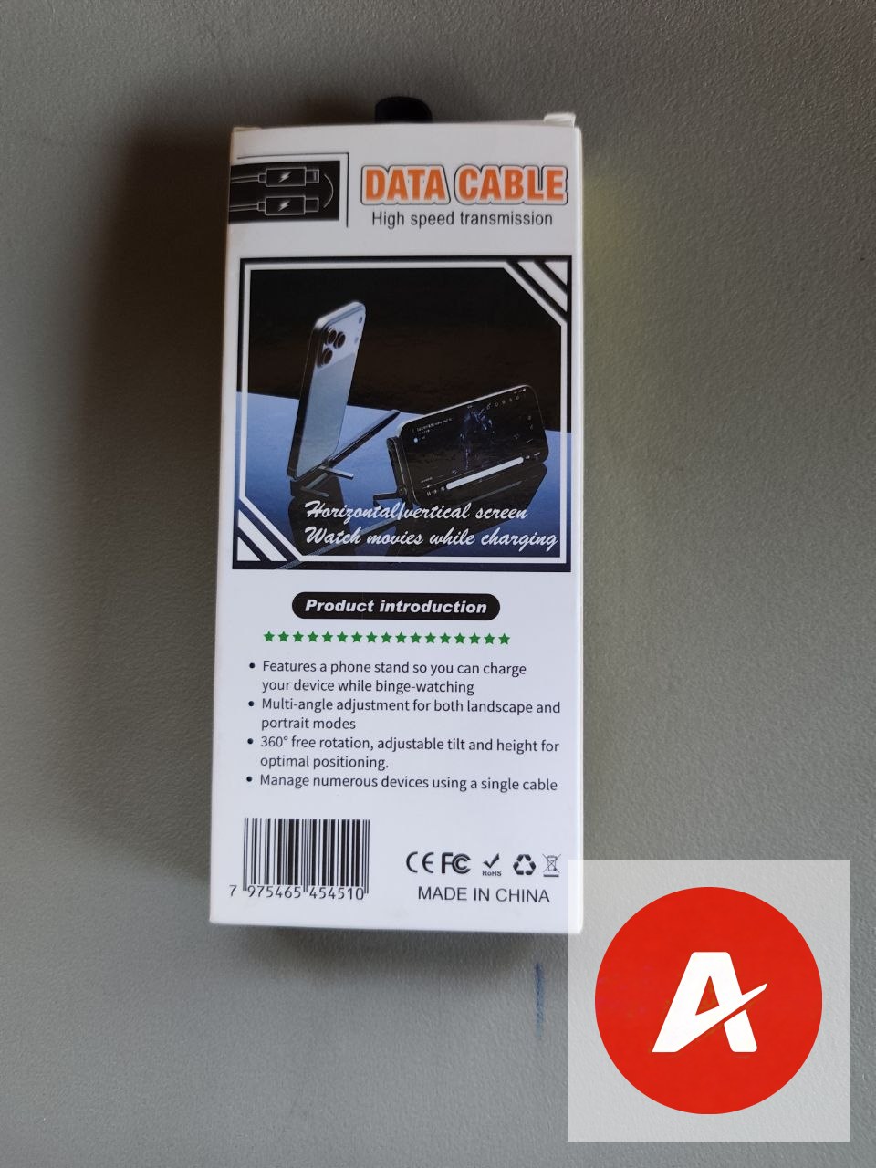 Type-C to Lightning Fast Charging Cable with Foldable Phone Stand